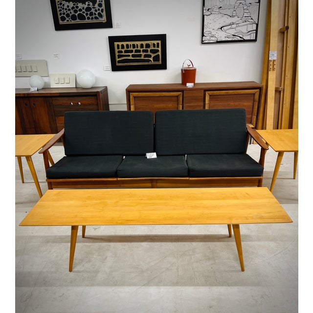 Refinished Paul McCobb Planner Group Maple Coffee Table | Platform Bench + Manufactured by Winchendon Furniture Company