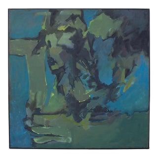 Mid-Century Oil on Canvas Abstract Painting Signed by Artist Steve Redman For Sale