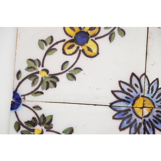 19th Century Set of Four Floral Tiles, Portuguese Baroque For Sale - Image 6 of 14