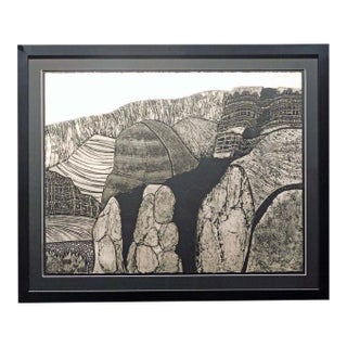 John Ross "Escarpment" Hand Signed Collagraph Etchings Framed Obo! For Sale