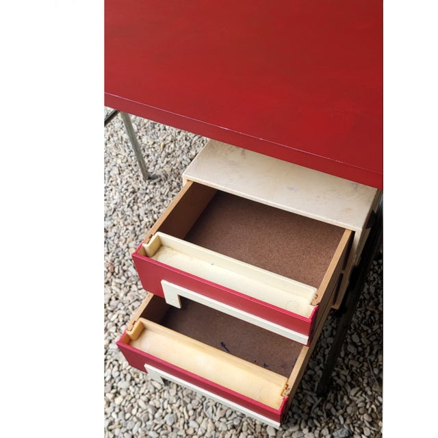 Cream Desk with Drawers, 1960s For Sale - Image 8 of 10