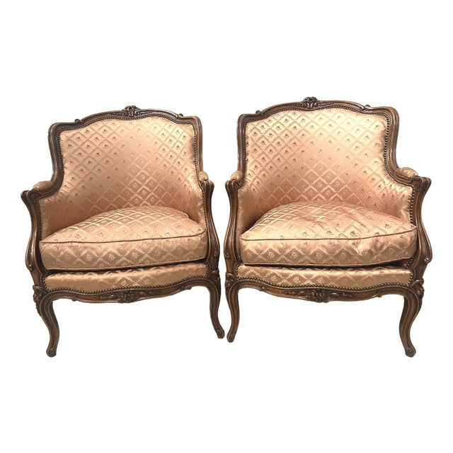 Louis XV Style Bergère Armchairs in Natural Wood, 1900s, Set of 2 For Sale