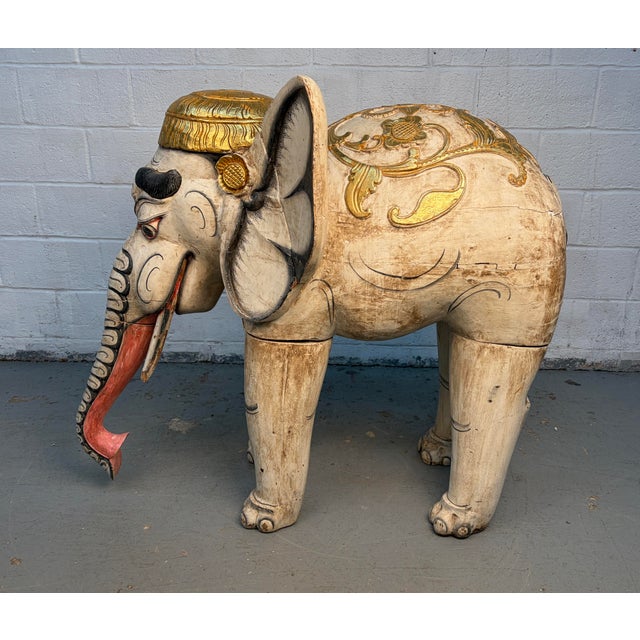 Indian Large Hand-Carved Indian Processional Elephant Sculpture For Sale - Image 3 of 12