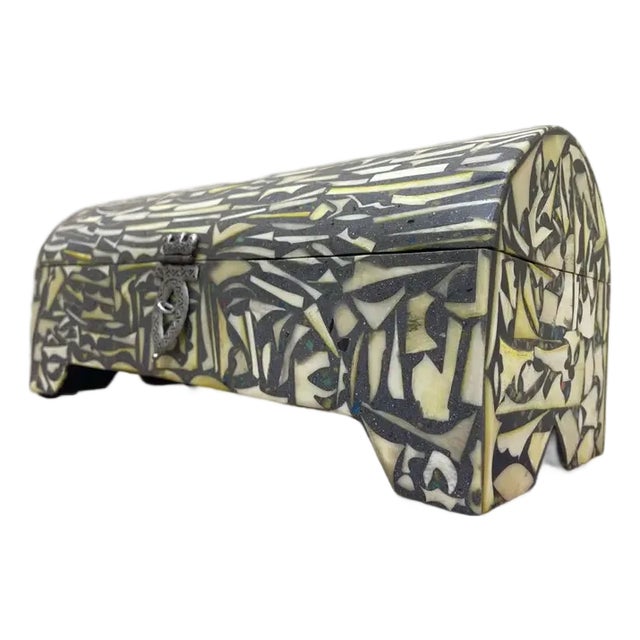 Handmade Wooden Box With Metal and Resin–Unique Decorative Storage Chest for Jewelry & Keepsakes For Sale