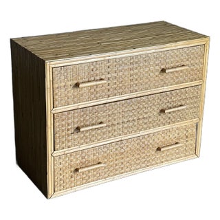 1980s Cane and Split Bamboo Chest For Sale