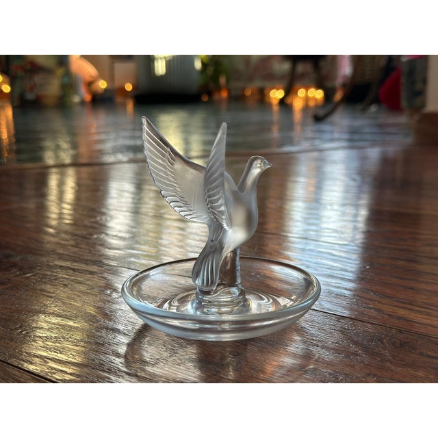 Mid 20th Century Lalique Frosted Crystal Dove Ring Tray - Thalie France For Sale - Image 10 of 10