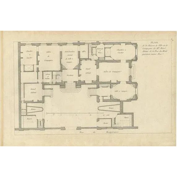 Antique Plan of the House of Mr. Morel by Le Rouge, 1785 For Sale - Image 5 of 5