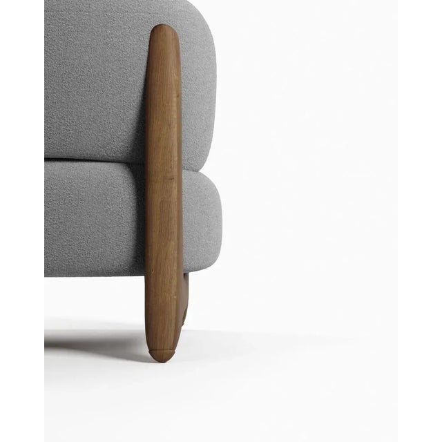 Modern Modern Tobo Armchair in Fabric Boucle Charcoal Grey and Smoked Oak Wood by Collector Studio For Sale - Image 3 of 5