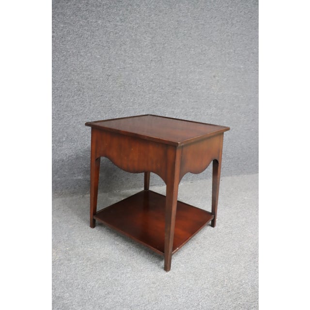 Made in Italy, contemporary Cherry nightstand/side table with scalloped design.