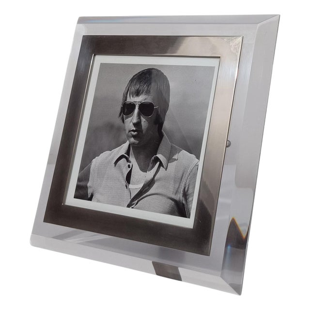 Mid-Century Italian Picture Frame in Acrylic Glass and Chrome, 1970s For Sale