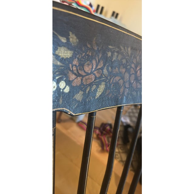 Black Antique 19th-Century Boston Rocker – Original Stenciling For Sale - Image 8 of 9