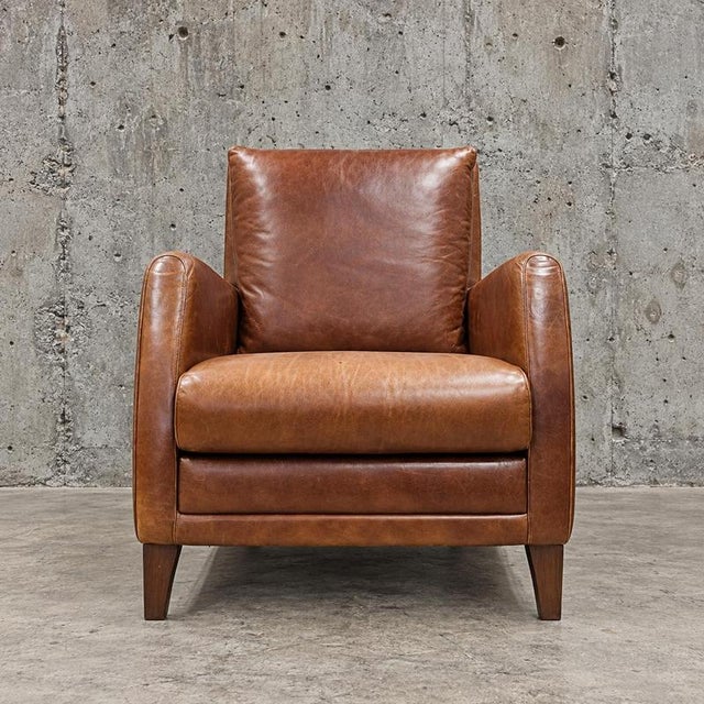 Cognac brown sheep leather club chair / Atelier Matteo Italy / marked / 1970s/ Height 90 Width 75 Depth 90 Seat height 44 cm.