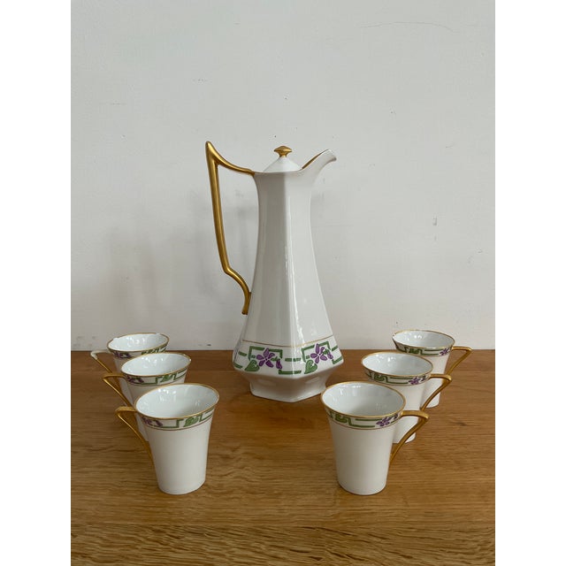 1960s Raynaud (Raynaud & Co.) Limoges Chocolate/Coffee Set - 7 Piece For Sale - Image 9 of 17