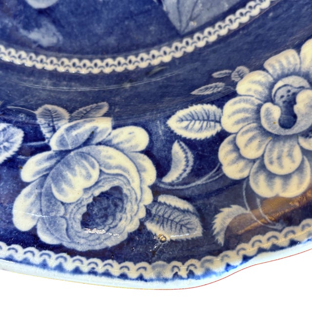Early 19th C. Blue and White Staffordshire Transferware Meat Drainer With Platter in "Village Church" Pattern - a Pair For Sale - Image 14 of 14