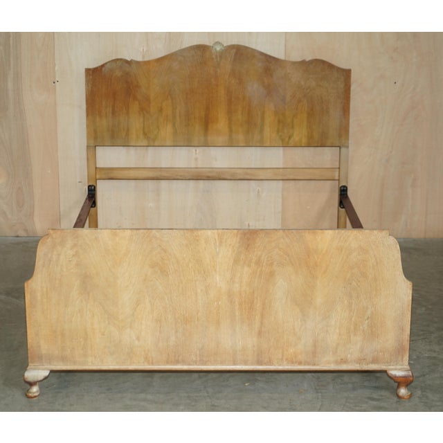 This is a stunning Circa 1900 bleached Walnut bedstead frame with Vono rails A lovely original hand made in England burr...