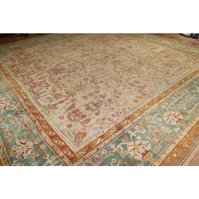 Pink Zabihi Collection Oversize Square Turkish Oushak Rug For Sale - Image 8 of 12