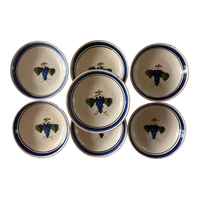 Set of 7 Lamas Ceramiche Grape Design Pottery Bowls For Sale