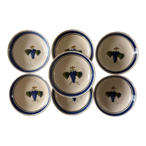 Set of 7 Lamas Ceramiche Grape Design Pottery Bowls