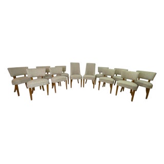 Large Circa 1950s Mid-Century Modern Dining Chair Set — 12 Restored Chairs Including 2 Captain’s Chairs For Sale