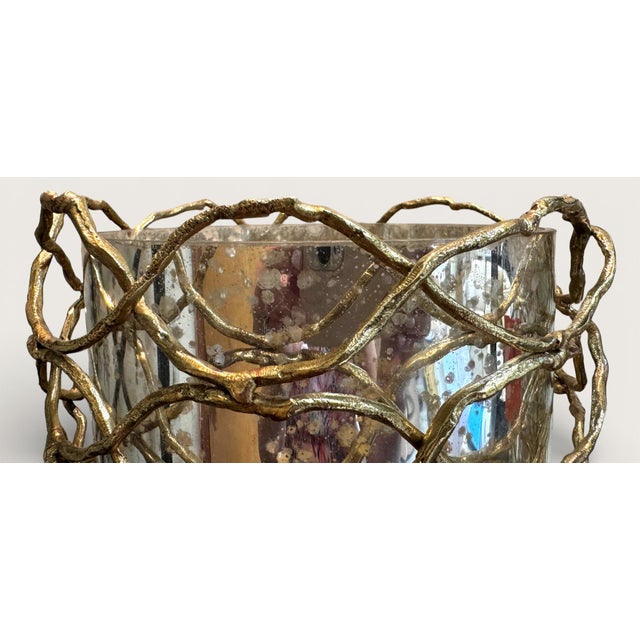 John-Richard John Richard Woven Brass and Glass Candle Holders, a Pair For Sale - Image 4 of 7