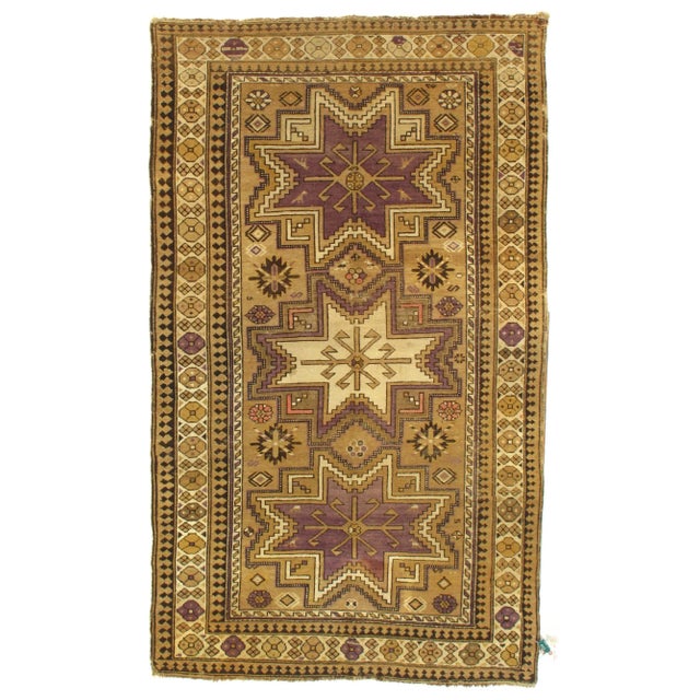 Late 19th Century Late 19th Century Antique Azerbaijan Kazak Lambswool Rug - 3′8″ × 6′3″ For Sale - Image 5 of 5