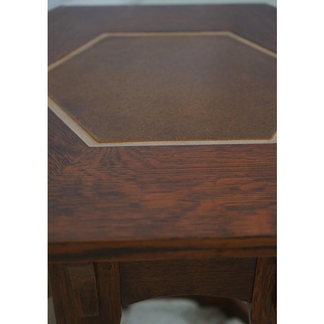 Stickley Mission Oak Hexagon Tile Top Table Tabouret For Sale - Image 9 of 11