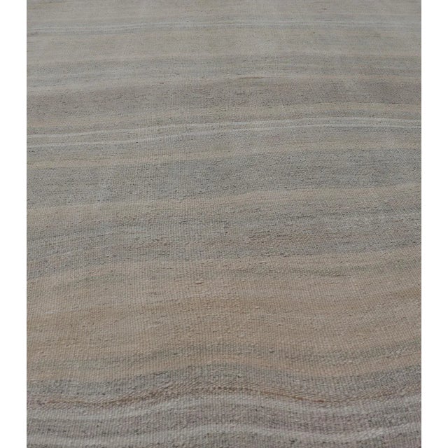 Modern Mid 20th Century Vintage Turkish Kilim With Stripes in Gray Tan Taupe and Cream For Sale - Image 3 of 12
