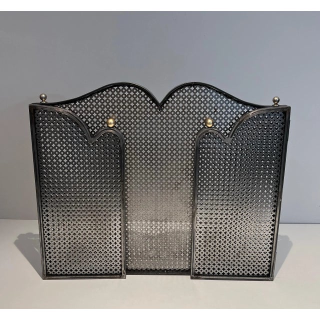 Modernist Steel and Brass Fireplace Screen For Sale - Image 4 of 13