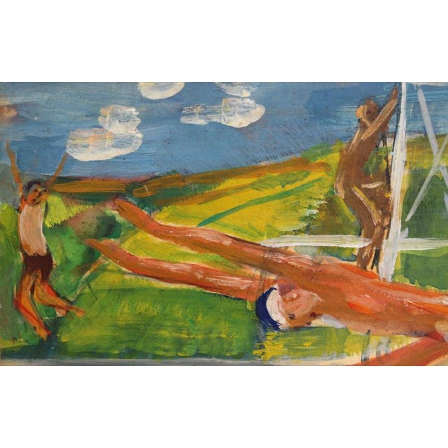 Berthommé Saint-André, The Divers, 1930s, Oil Painting on Board, Framed For Sale - Image 12 of 17