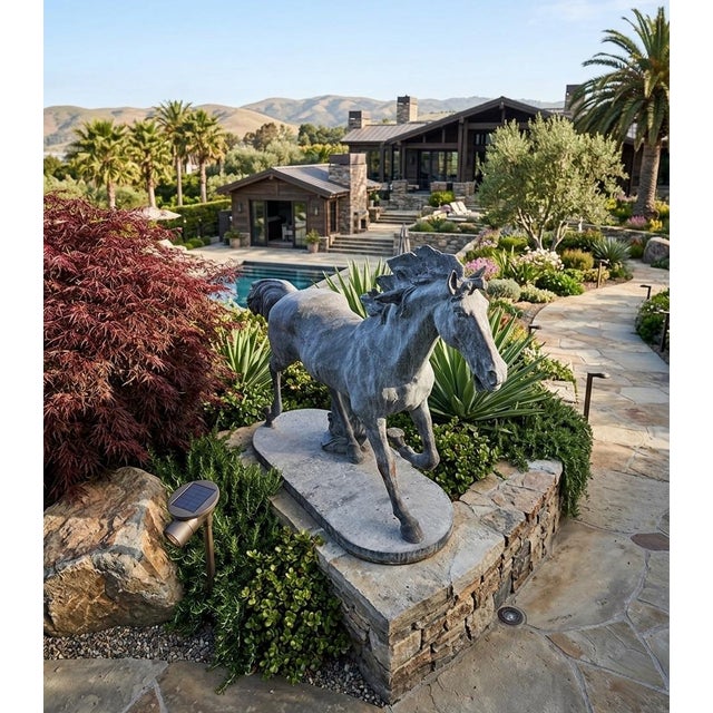 Metal Mid-Century Vintage Cast Iron Garden Horse Statue For Sale - Image 7 of 12
