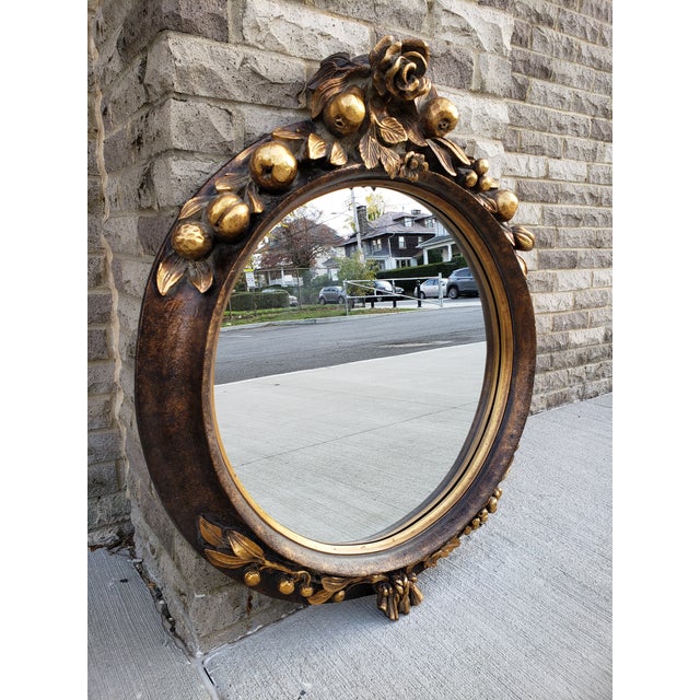 Bombay Company Rose & Fruit Round Mirror Chairish