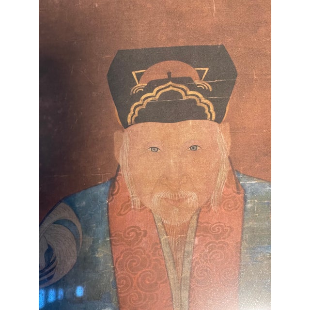 Antique Chinese High Priest Portrait on Silk Framed Qing Dynasty For Sale - Image 4 of 9