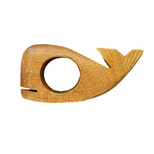 1970s Vintage Carved Walnut Animal Napkin Rings, S/4 For Sale - Image 5 of 6