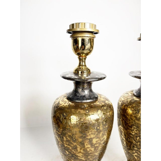 1980s Gilded Metal Lamps, France, 1980, Set of 2 For Sale - Image 5 of 17