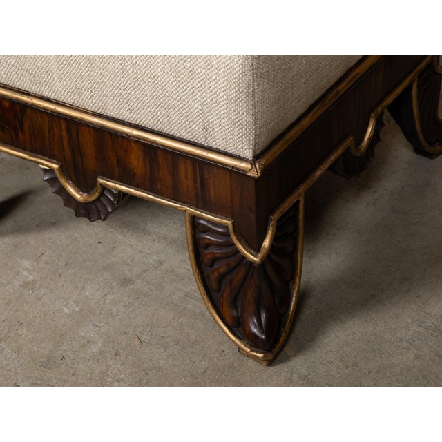 Pair of English Regency 19th Century Footstools with Carved Feet and Gilt Trim For Sale - Image 11 of 11