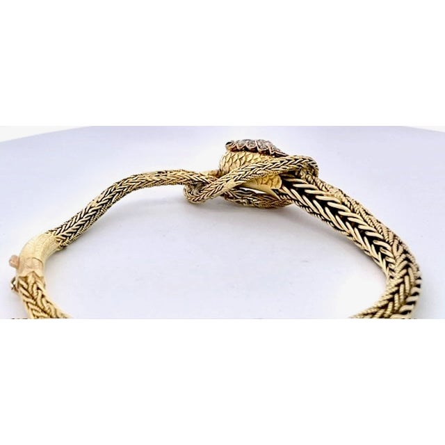 Late 19th Century 14k Yellow Gold Snake Bracelet For Sale - Image 4 of 10