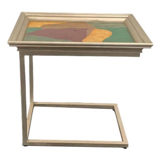 Lacquer with Thread Polychrome Metal Table, 1960s For Sale
