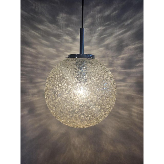 Mid-Century Modern Ice Glass Pendant Lamp from Hoffmeister Leuchten, 1960s For Sale - Image 3 of 14