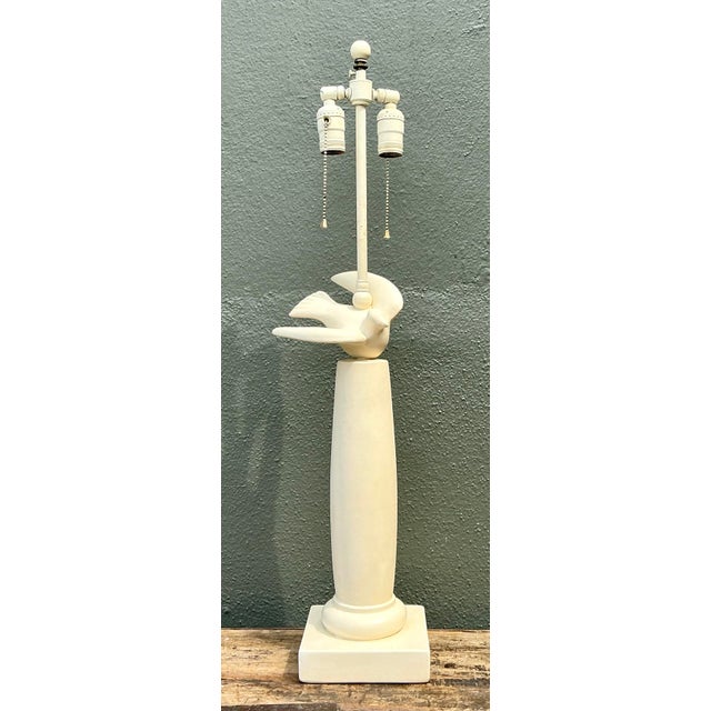 Vintage Painted Bird Lamp For Sale In West Palm - Image 6 of 12