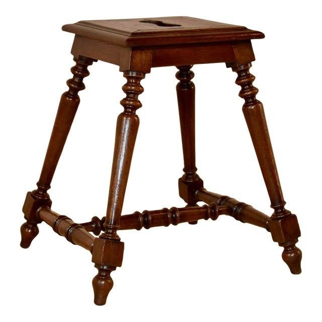 19th Century French Oak Turned Stool For Sale