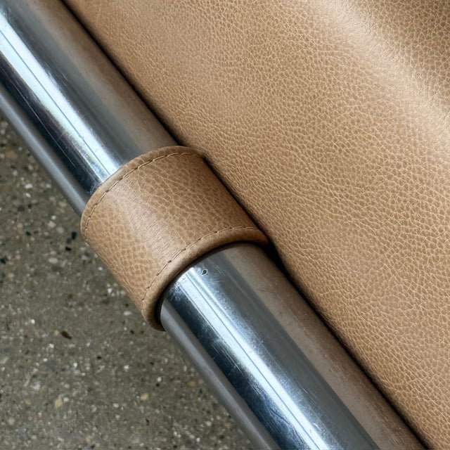 Arthur Umanoff 1970s Leather/Chrome Sled Settee Attributed to Arthur Umanoff for Directional For Sale - Image 4 of 10