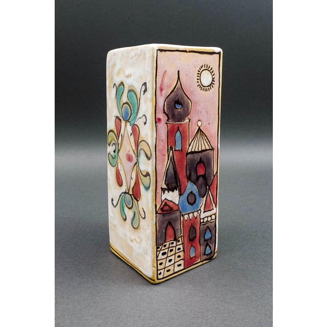 Elio Schiavon (1925-2004) Italy Vintage Mid Century Art Pottery Vase. Measures approximately 3 3/8" long, 3 3/8" wide, 8...