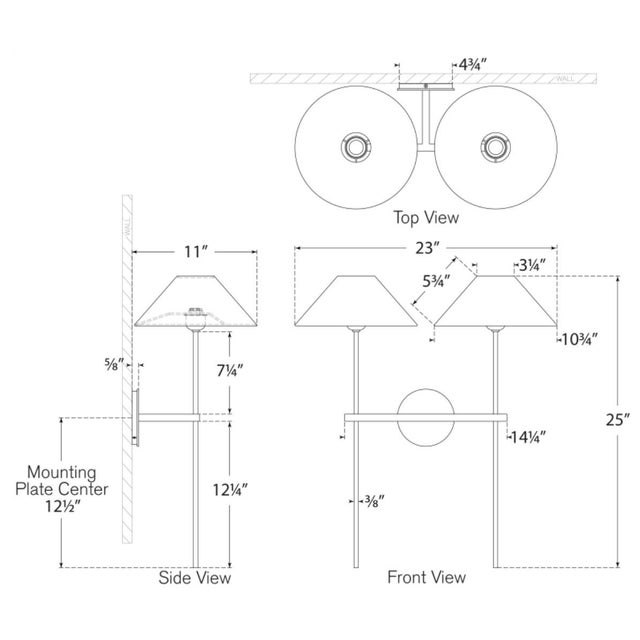 2020s J. Randall Powers for Visual Comfort Signature Hackney 25" Double Tail Sconce in Bronze with Linen Shades For Sale - Image 5 of 6