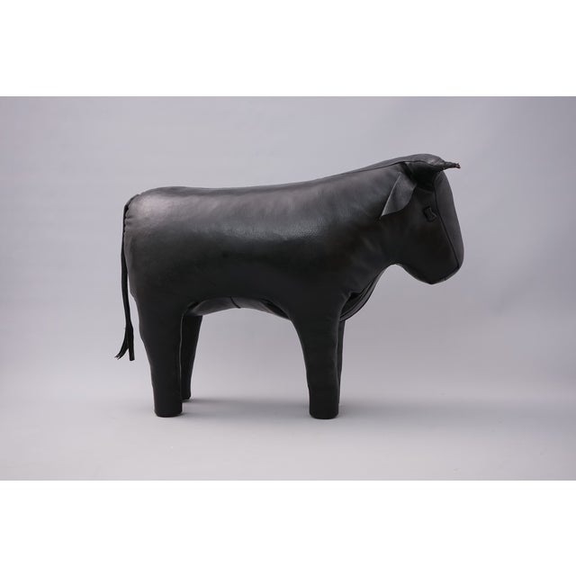 Black Leather Bull Stool attributed to Dimitri Omersa for Valenti, 1965 For Sale - Image 8 of 14