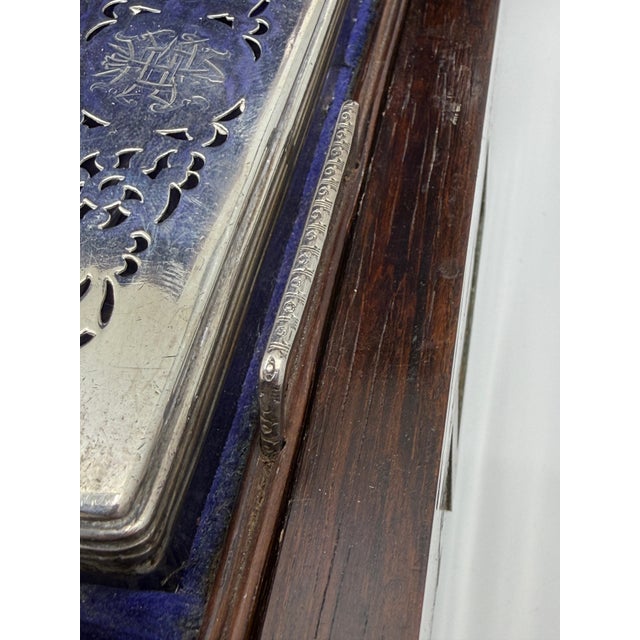 19th Century Rosewood Vanity Box W/Sterling Silver Accents Likely John Gough For Sale - Image 4 of 18
