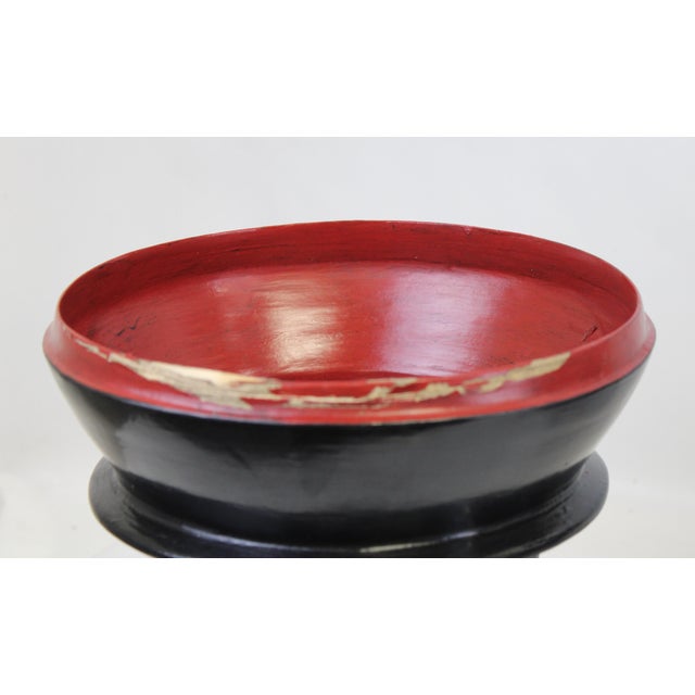 Black Burmese Black Lacquer Offering Bowl For Sale - Image 8 of 13
