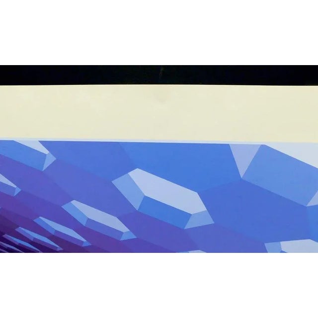 Impressionist 1990s Yvaral Blue Velvet Purple Hand Signed Serigraph For Sale - Image 3 of 5