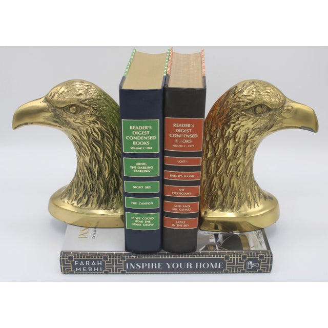 Brass Vintage American Bald Eagle Brass Bookends For Sale - Image 8 of 10