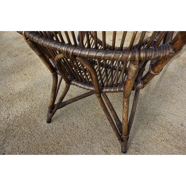 Bamboo and Leather Sculptural Fan Back Lounge Chair, 1960s For Sale - Image 17 of 18