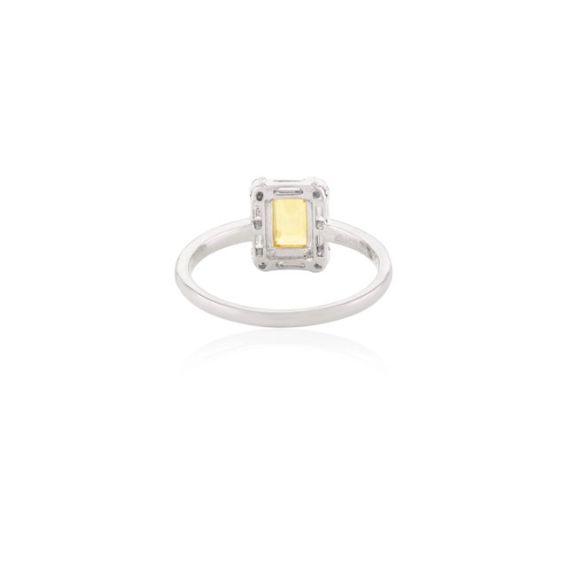 Octagon Cut Yellow Sapphire and Diamond Halo Promise Ring Size 7 For Sale In New York - Image 6 of 12